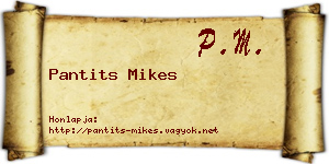 Pantits Mikes névjegykártya